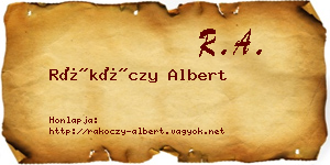 Rákóczy Albert névjegykártya
