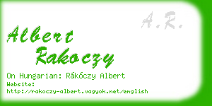 albert rakoczy business card