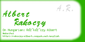 albert rakoczy business card